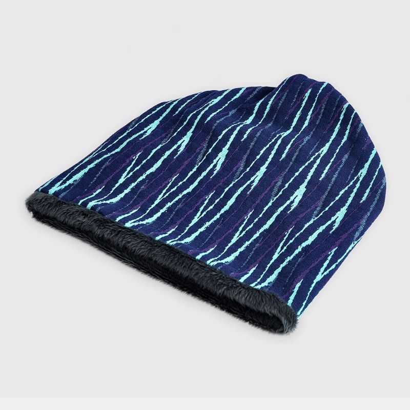 Unisex Plus Sammetstjocklek Håll Värmen Ridning Outdoot Randmönster Multifunktionsscarf Huvudbonad Mössa