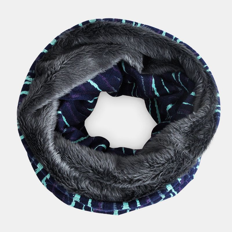 Unisex Plus Sammetstjocklek Håll Värmen Ridning Outdoot Randmönster Multifunktionsscarf Huvudbonad Mössa