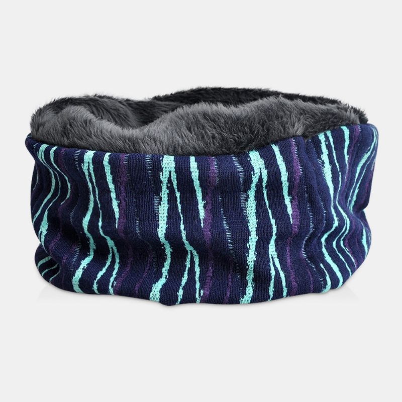 Unisex Plus Sammetstjocklek Håll Värmen Ridning Outdoot Randmönster Multifunktionsscarf Huvudbonad Mössa