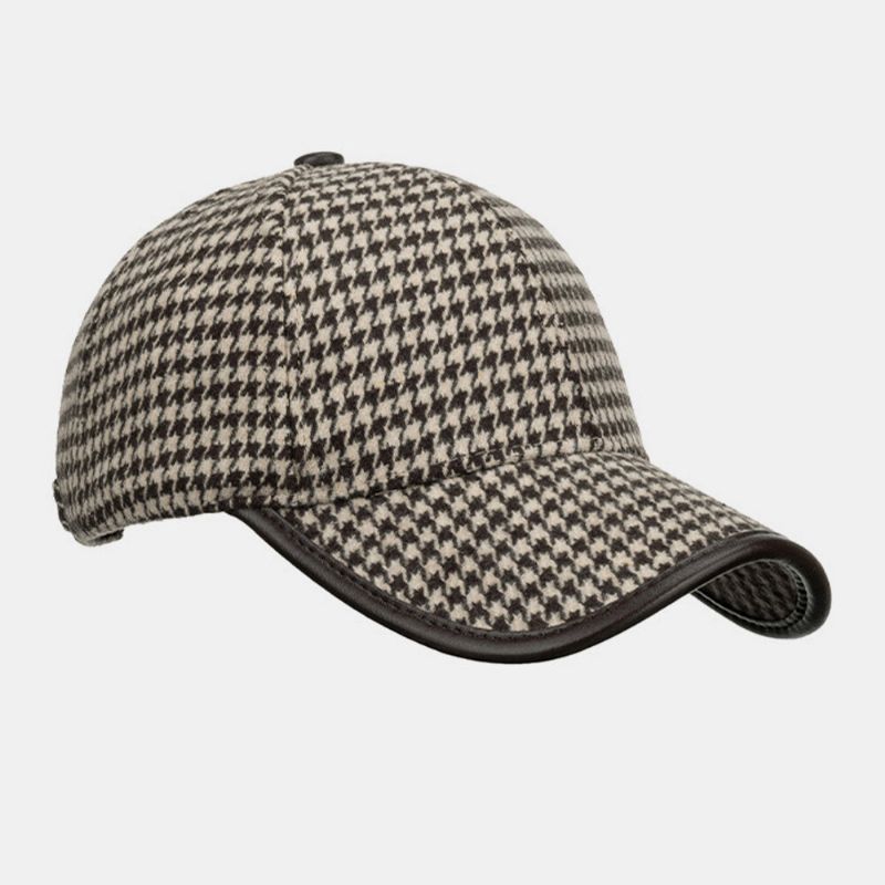 Unisex Polyester Hundtandsmönster Basebollkeps Brittisk Retro Sommarsolskydd Justerbar Hatt