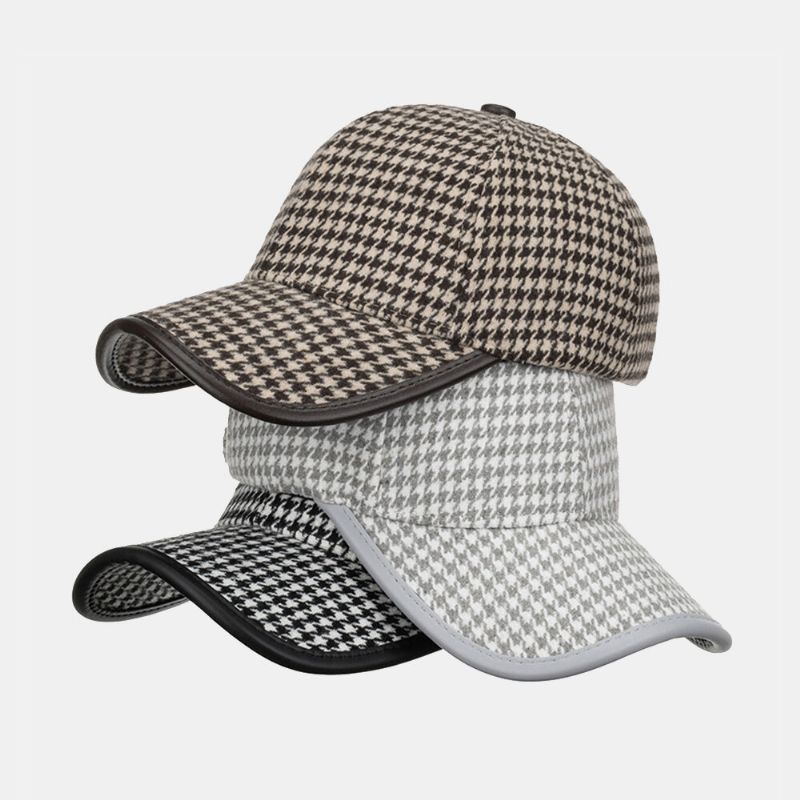 Unisex Polyester Hundtandsmönster Basebollkeps Brittisk Retro Sommarsolskydd Justerbar Hatt