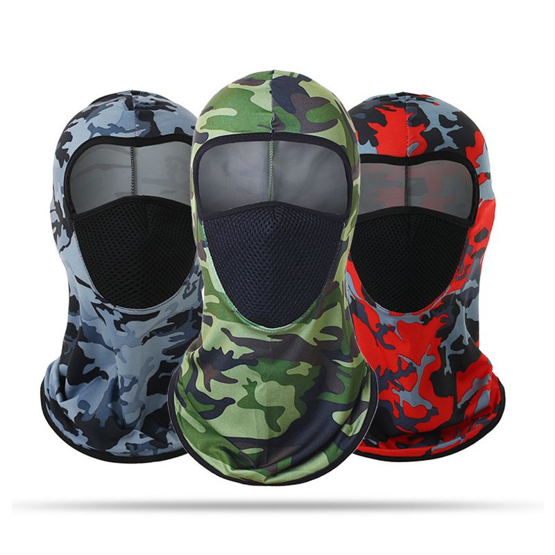 Unisex Polyester Kamouflage Casual Outdoor Ridning Andas Vindtätt Solskydd Halsskydd Mesh Ansiktsmask Beanie Hattar