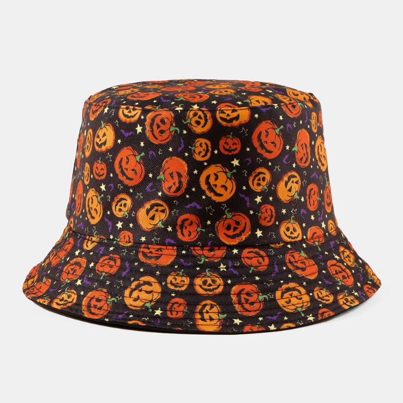 Unisex Pumpkin Ghost Skull Mönster Halloween Bucket Hat Casual Rolig Hopfällbar Solskyddshatt