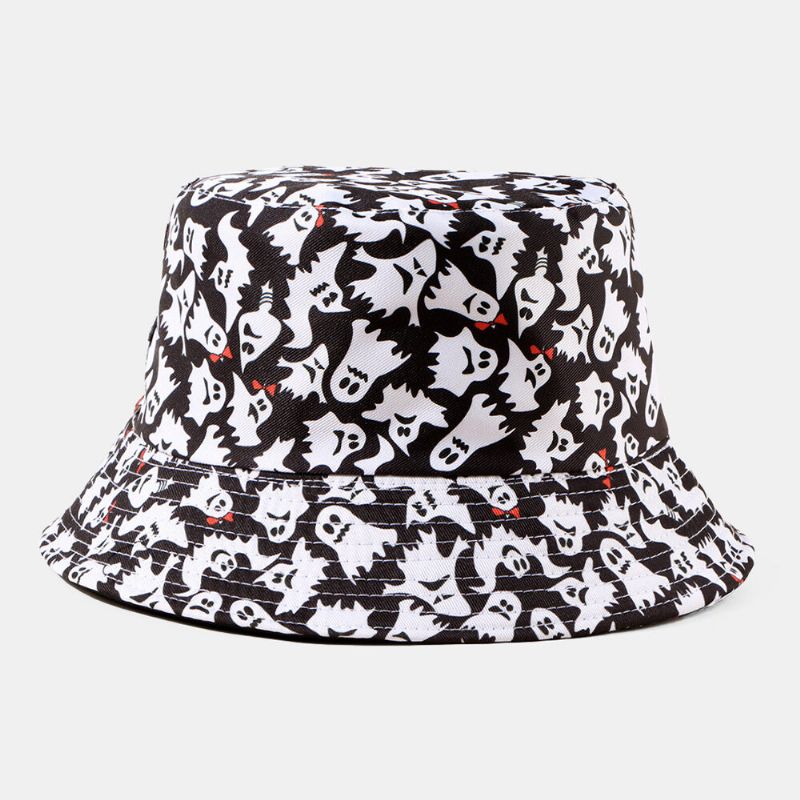 Unisex Pumpkin Ghost Skull Mönster Halloween Bucket Hat Casual Rolig Hopfällbar Solskyddshatt