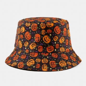 Unisex Pumpkin Ghost Skull Mönster Halloween Bucket Hat Casual Rolig Hopfällbar Solskyddshatt