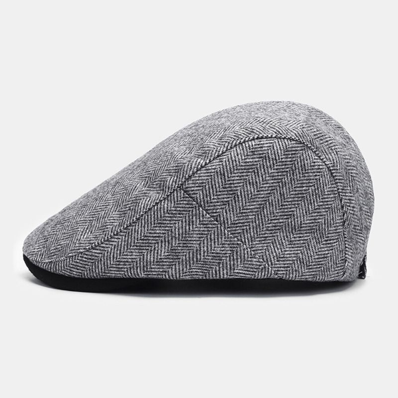 Unisex Randmönster Filtbasker Vanligt Vild Casual Solskydd Varm Framåt Hatt Flat Hat Newsboy Painter Hat