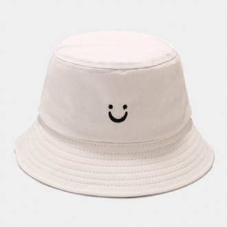 Unisex Smile Face Brodery Bucket Hat Sommarresor Vilda Solskydds Strandhatt