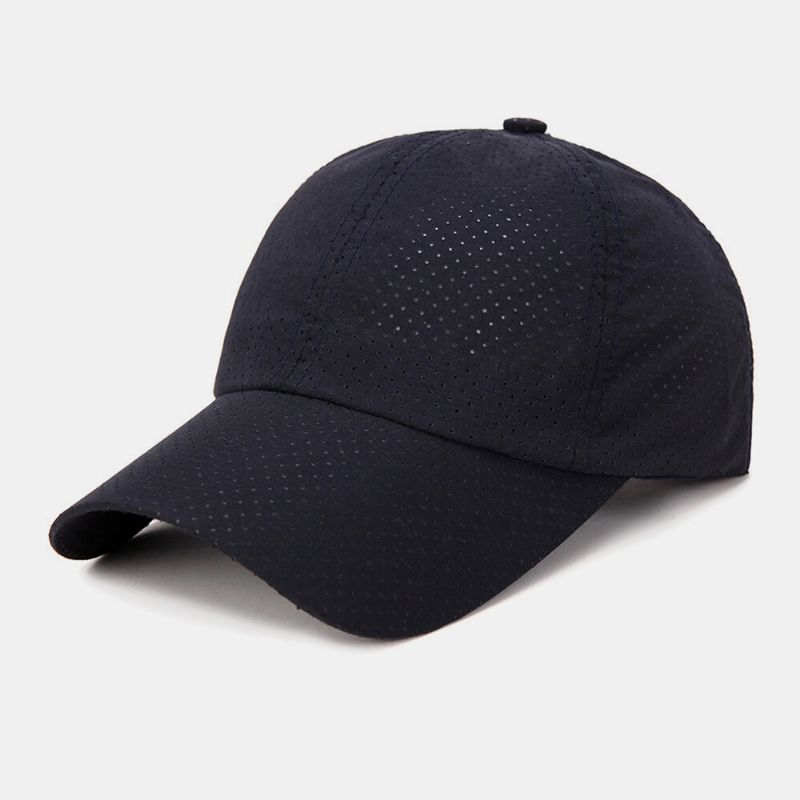 Unisex Snabbtorkande Mesh Enfärgad Resesolskydd Andas Baseballhatt