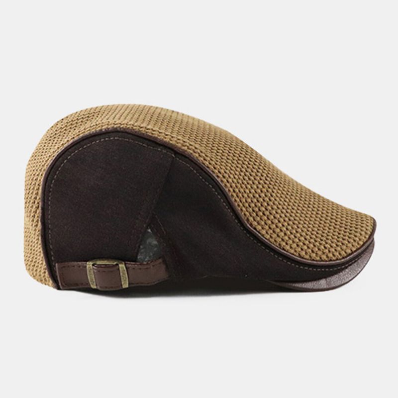 Unisex Sömmar Stickade Baskrar Som Andas Utomhus Höst Vinter Varmt Vindskydd Visir Newsboy Keps Flat Hat