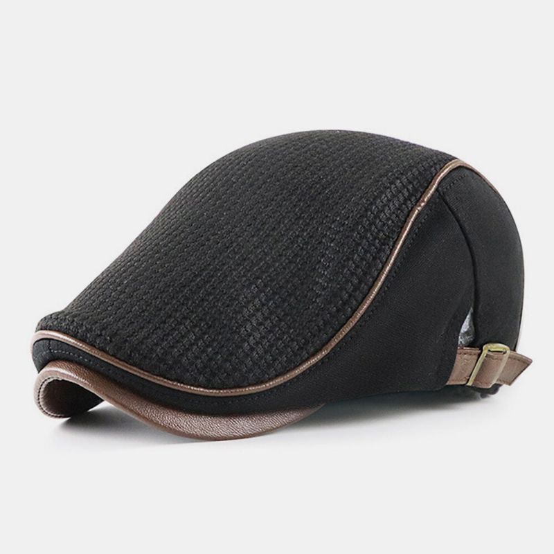 Unisex Sömmar Stickade Baskrar Som Andas Utomhus Höst Vinter Varmt Vindskydd Visir Newsboy Keps Flat Hat