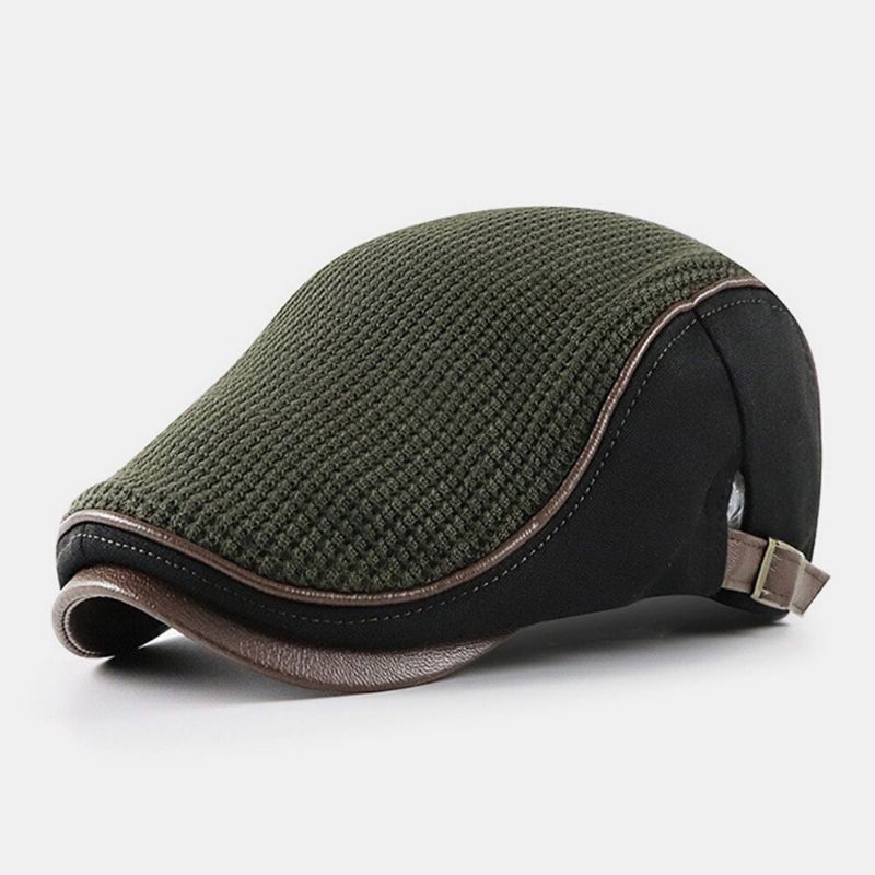 Unisex Sömmar Stickade Baskrar Som Andas Utomhus Höst Vinter Varmt Vindskydd Visir Newsboy Keps Flat Hat