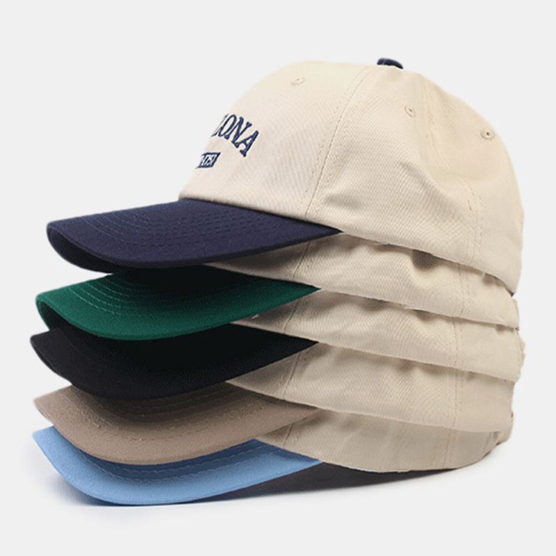 Unisex Soft Top Brevbroderi Baseballkeps Höst Vinter Böjd Brätte Sunshde Peaked Cap