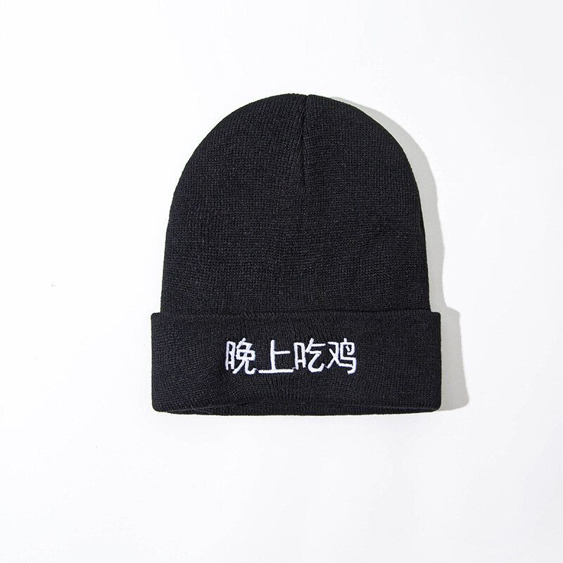 Unisex Solid Antisocialt Tryck Stickad Ullmössa Skull Cap Beanie