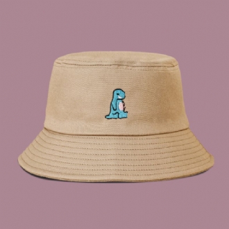 Unisex Tecknad Liten Dinosauriebroderi Solhatt Utomhus Casual Sunshade Bucket Hat