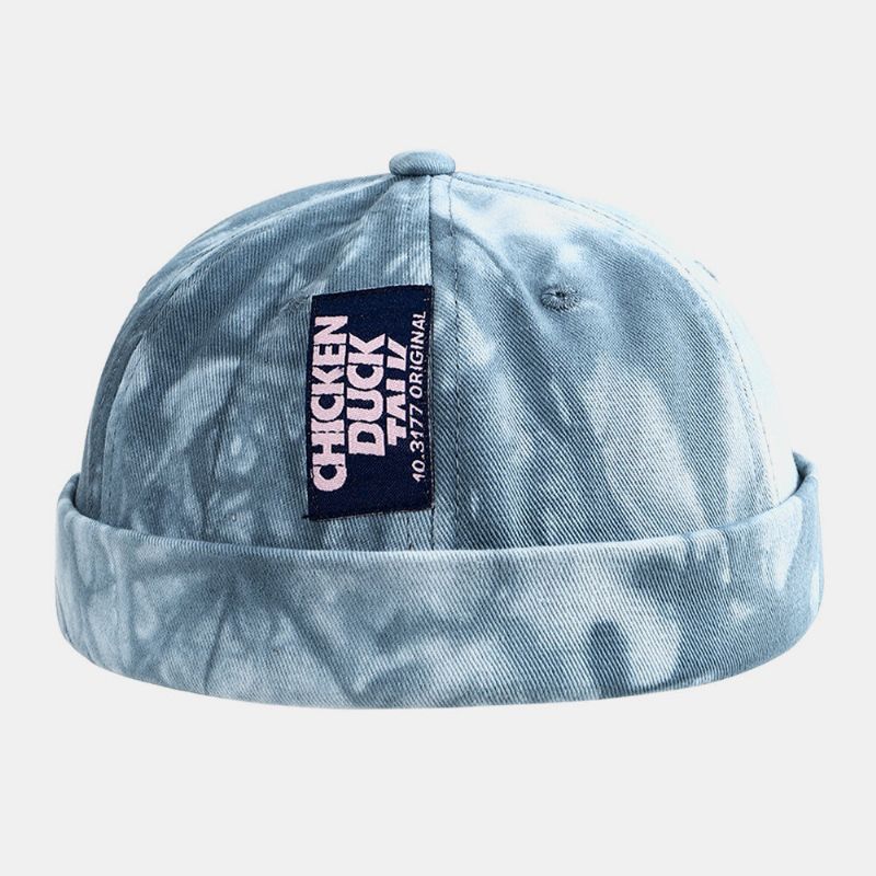 Unisex Tie-dye Bomullsmodesolskydd Utan Brätte Beanie Landlord Cap Skull Cap