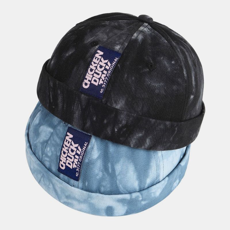 Unisex Tie-dye Bomullsmodesolskydd Utan Brätte Beanie Landlord Cap Skull Cap