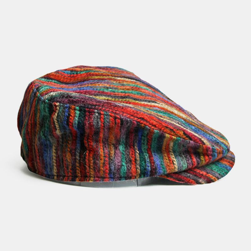 Unisex Tie-dye Regnbåge Blandad Färg Randmönster Etnisk Stil Casual Personlighet Framåt Hatt Baskerhatt