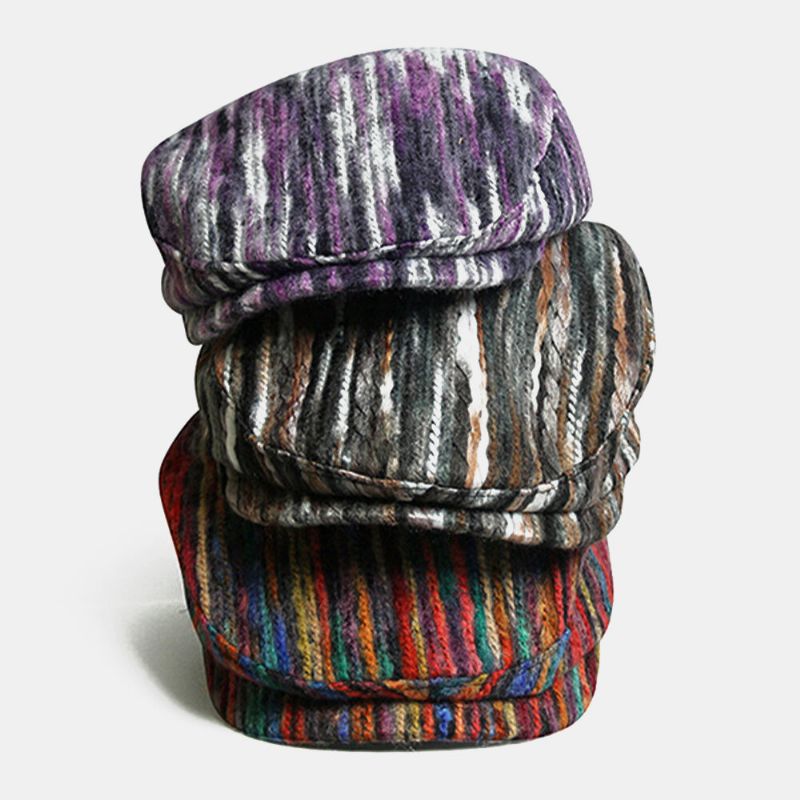 Unisex Tie-dye Regnbåge Blandad Färg Randmönster Etnisk Stil Casual Personlighet Framåt Hatt Baskerhatt