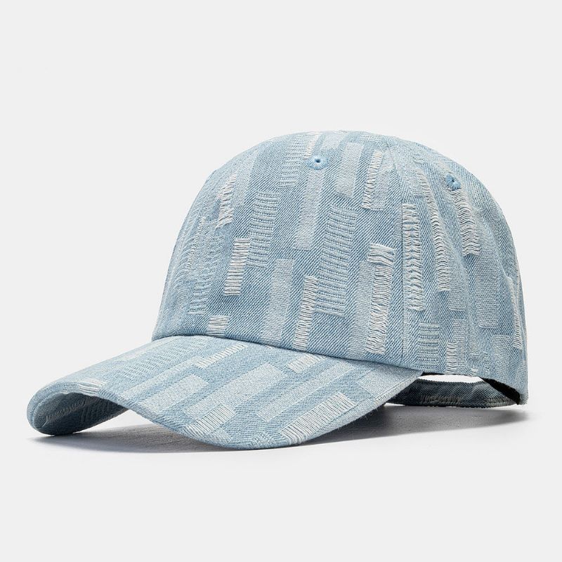 Unisex Tvättad Denim Hål Justerbar Retro Solskydd Baseballkeps