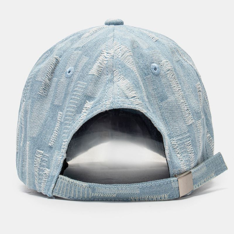 Unisex Tvättad Denim Hål Justerbar Retro Solskydd Baseballkeps