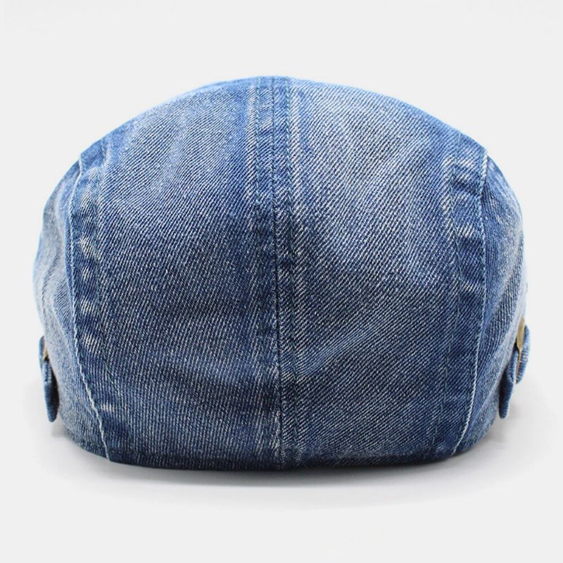 Unisex Tvättad Denim Kanthål Make-old Retro Solskydd Framåt Cap Basker Kepsar Platt Hatt