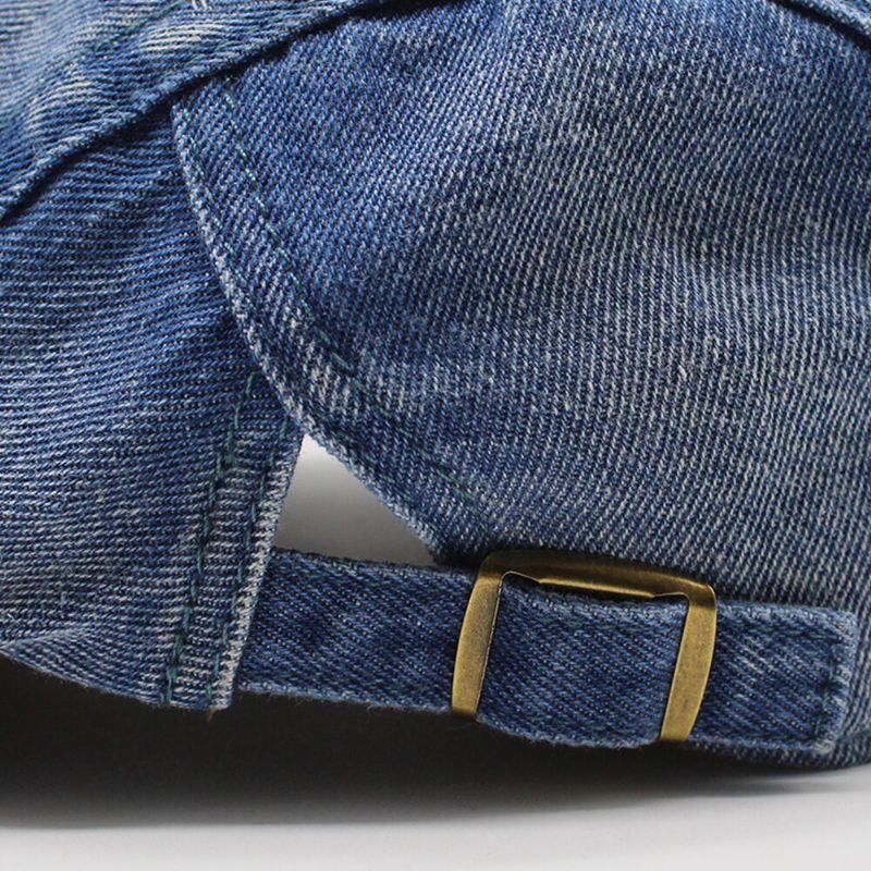 Unisex Tvättad Denim Kanthål Make-old Retro Solskydd Framåt Cap Basker Kepsar Platt Hatt