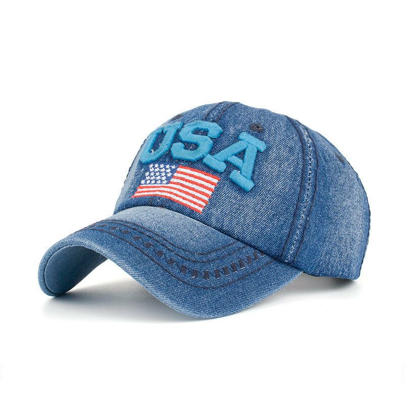 Unisex Vintage Patriotic Baseball Keps Snygg Nödställd Amerikansk Flagga Keps Hatt