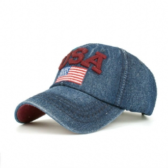 Unisex Vintage Patriotic Baseball Keps Snygg Nödställd Amerikansk Flagga Keps Hatt