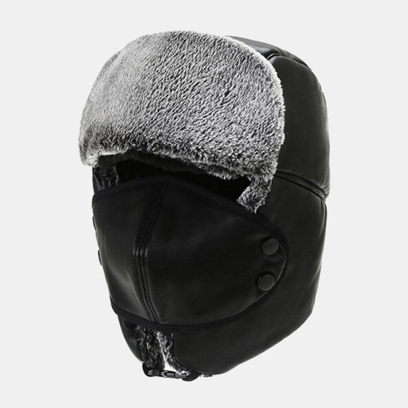 Unisex Vinter Thicken Warm Trapper Hat Avtagbar Mask Gardin Utomhus Vindtät Hörselskydd Rysk Hatt Ushanka Hatt