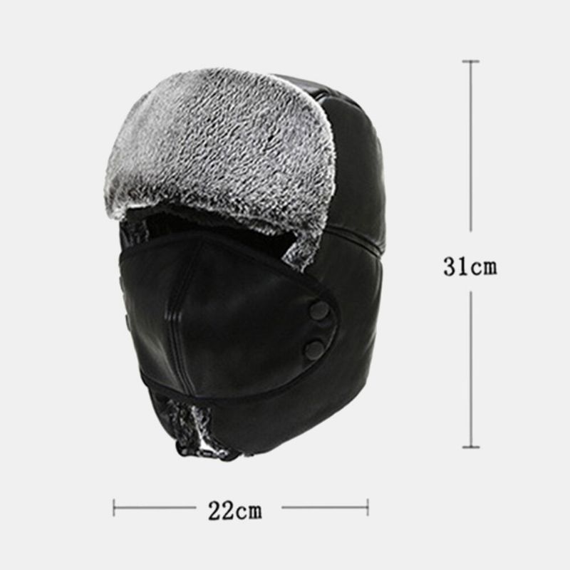 Unisex Vinter Thicken Warm Trapper Hat Avtagbar Mask Gardin Utomhus Vindtät Hörselskydd Rysk Hatt Ushanka Hatt