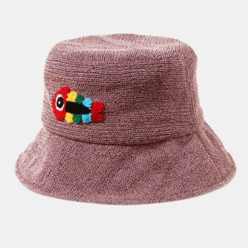 Unisex Yllebroderi Fiskben Söt Casual Parhatt Bucket Hat