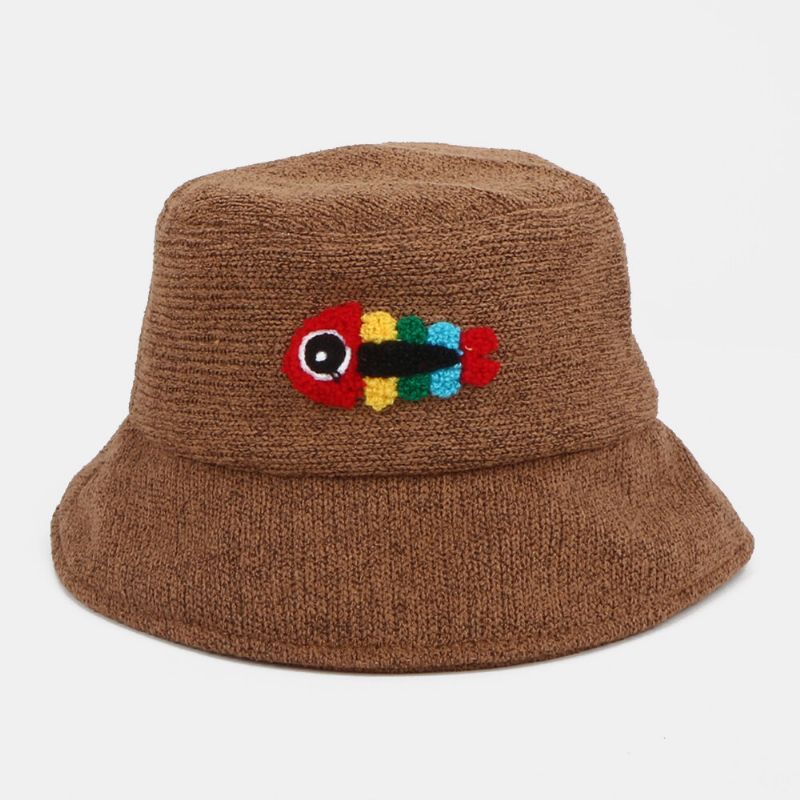 Unisex Yllebroderi Fiskben Söt Casual Parhatt Bucket Hat