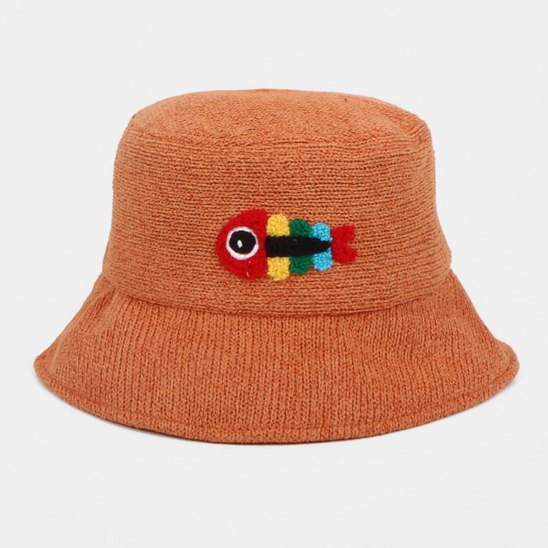 Unisex Yllebroderi Fiskben Söt Casual Parhatt Bucket Hat