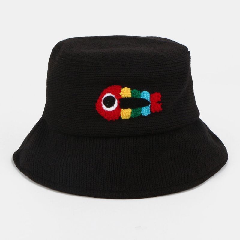 Unisex Yllebroderi Fiskben Söt Casual Parhatt Bucket Hat