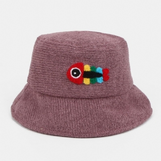 Unisex Yllebroderi Fiskben Söt Casual Parhatt Bucket Hat