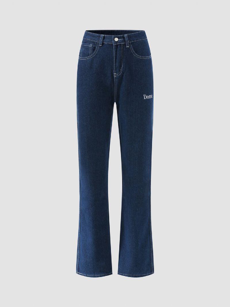 Brevbroderade Jeans I Mitten Av Midjan