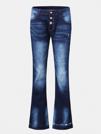 Dam Jeans Med Fickknappar Och Knappar Casual Bell-bottoms