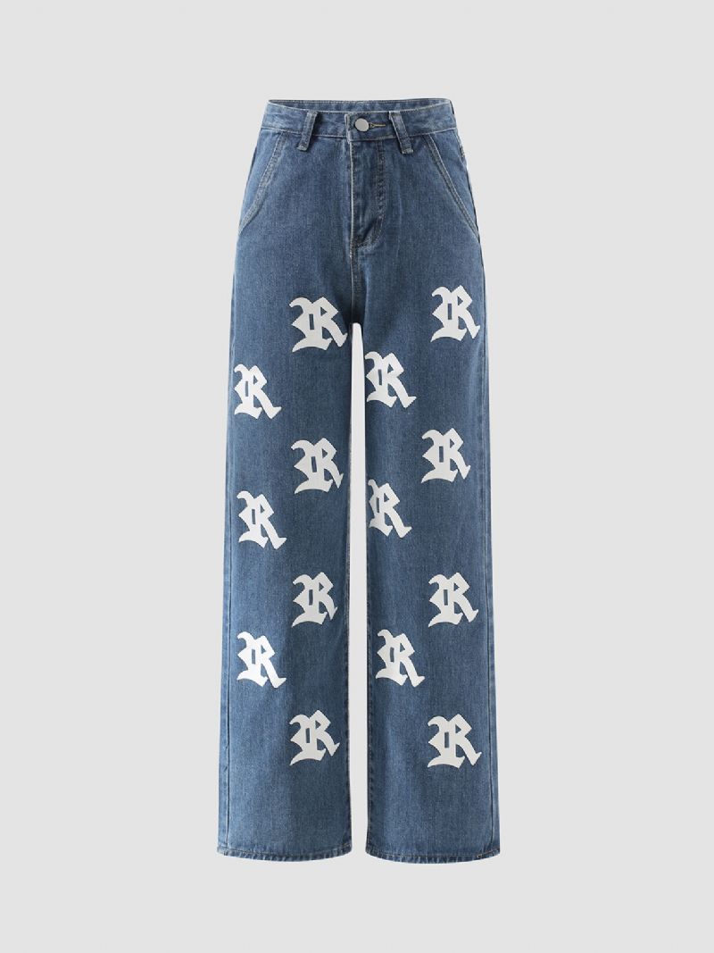 Icon Print Pocket Cotton Jeans