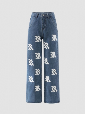 Icon Print Pocket Cotton Jeans