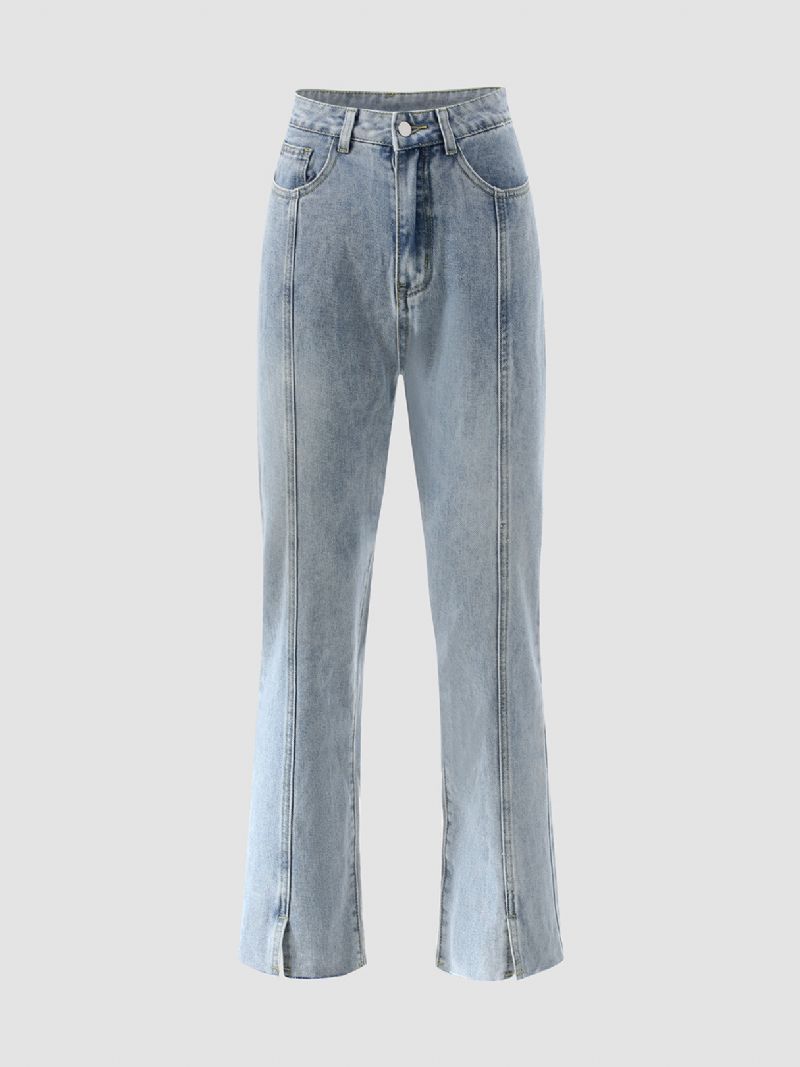 Solid Slit Pocket Cotton Jeans