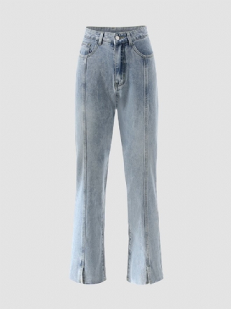 Solid Slit Pocket Cotton Jeans