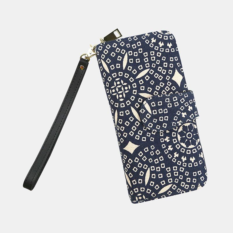 Kvinnor Canvas Bohemian Style Printing Long Clutch Plånbok