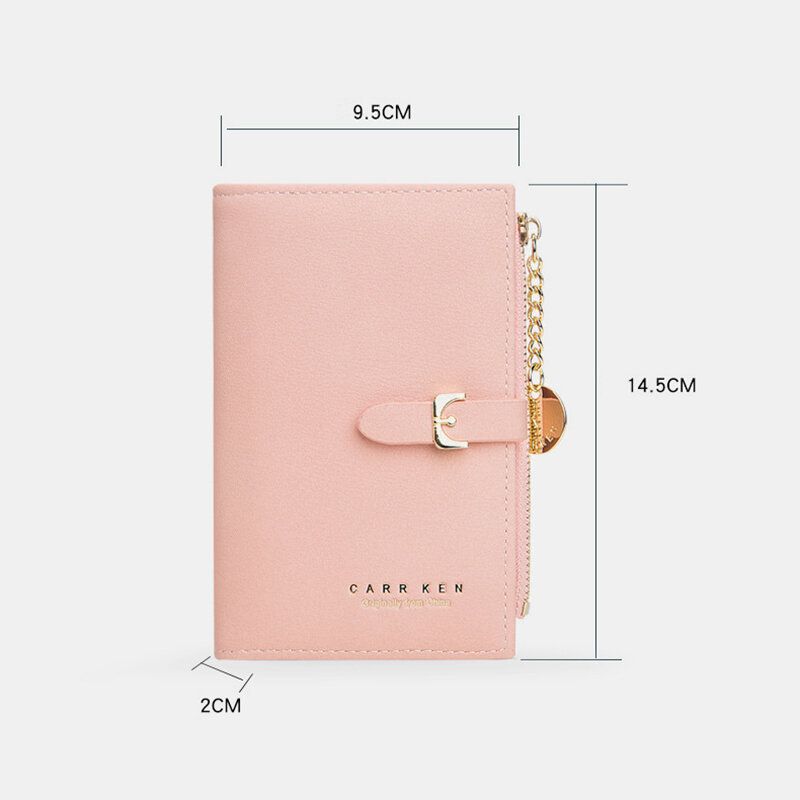 Kvinnor Pu-läder Tunn Enfärgad Bifold Card Holder-plånbok