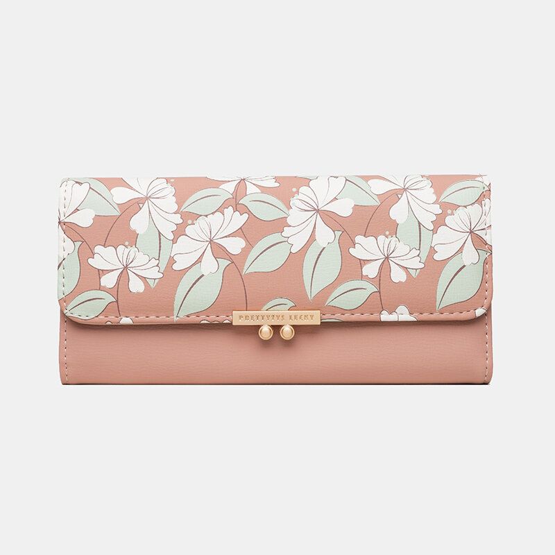 Kvinnor Växter 9 Kortplatser Floral Trifold Plånbok