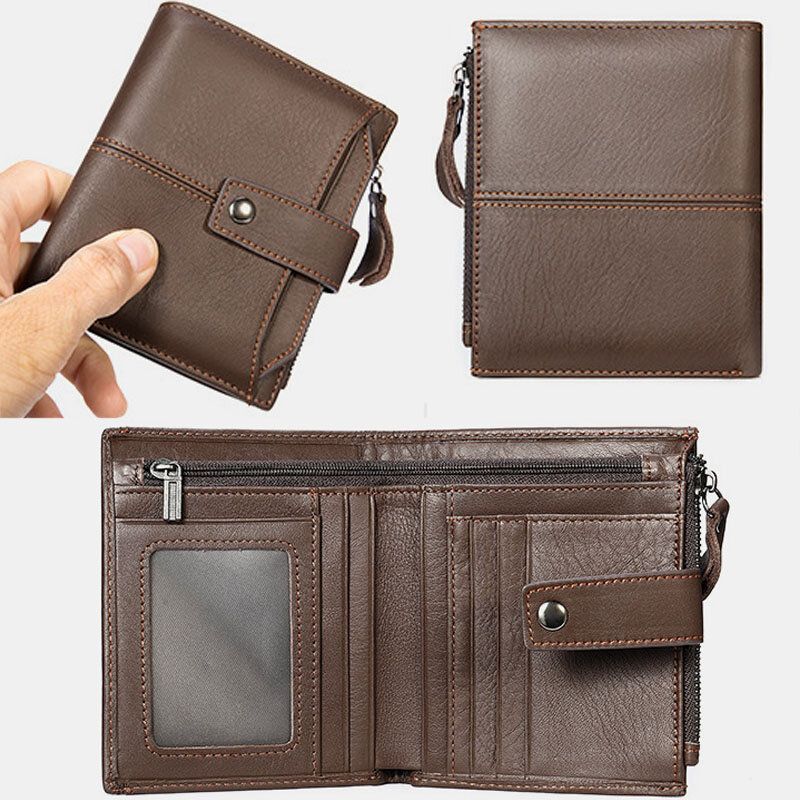 Män Kort Bifold Rfid Blockering Plånbok Retro Casual Multi-card Slot Korthållare Kohud Körkortsplånbok