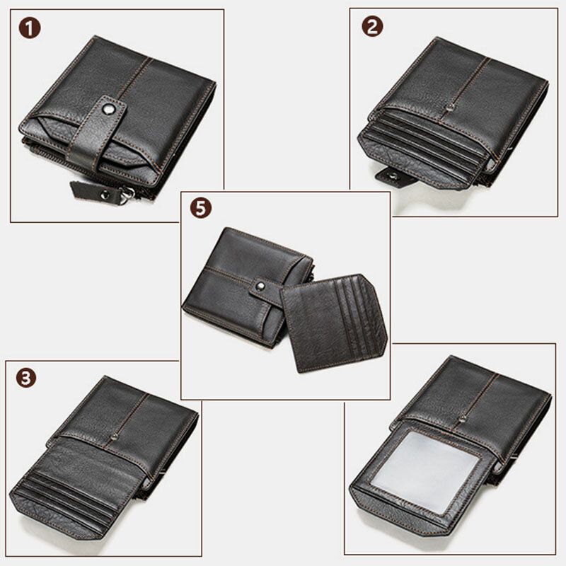 Män Kort Bifold Rfid Blockering Plånbok Retro Casual Multi-card Slot Korthållare Kohud Körkortsplånbok