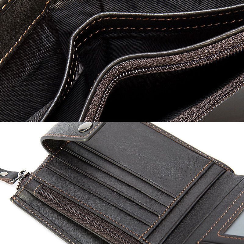 Män Kort Bifold Rfid Blockering Plånbok Retro Casual Multi-card Slot Korthållare Kohud Körkortsplånbok