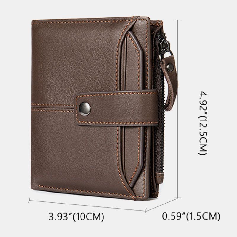 Män Kort Bifold Rfid Blockering Plånbok Retro Casual Multi-card Slot Korthållare Kohud Körkortsplånbok