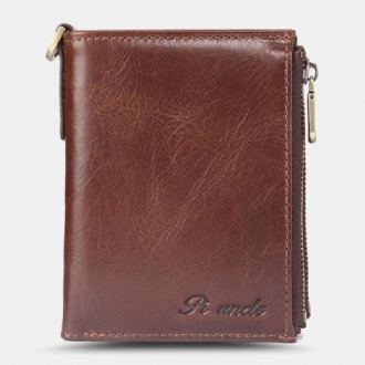 Män Short Bifold Rfid Blocking Minimalist Wallet Retro Multi-card Slot Korthållare Kohud Körkortsplånbok