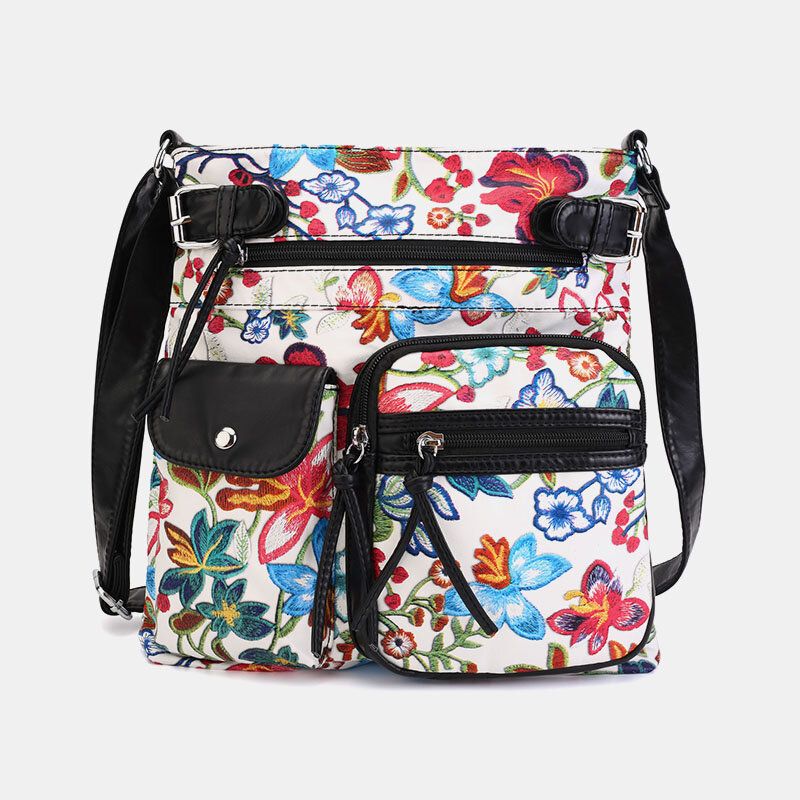 Angel Kiss Kvinnor Pu Läder Flerfärgstryck Vattentät Multi-pocket Anti-stöld Crossbody Bag Axelväska